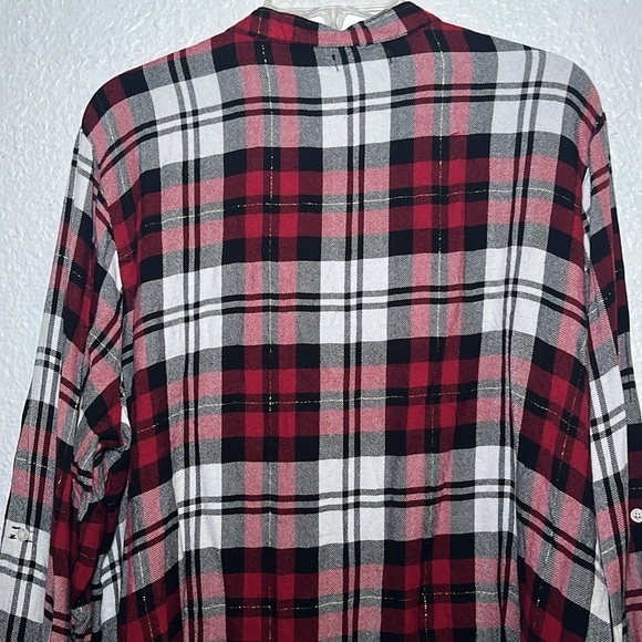 Max Jeans soft red and white flannel button front shirt size 1X - Picture 9 of 9